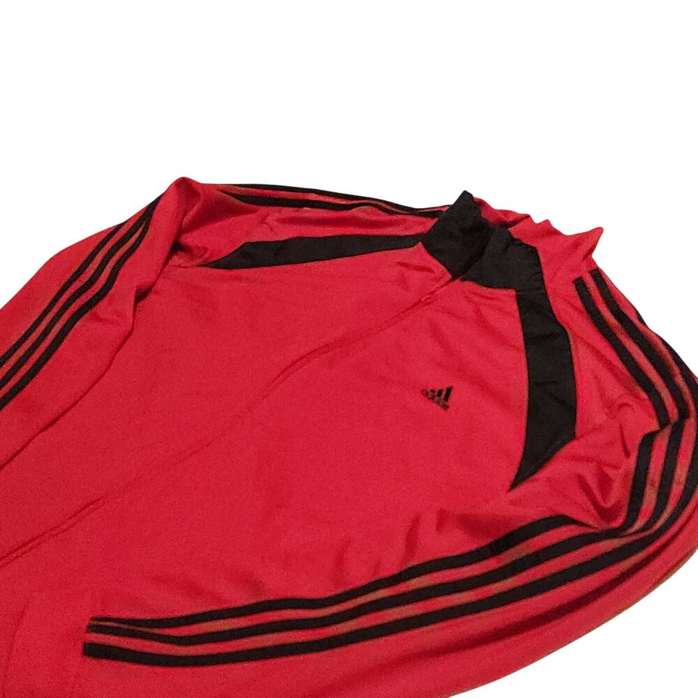 Adidas Red Track Jacket with Black Stripes Men XL